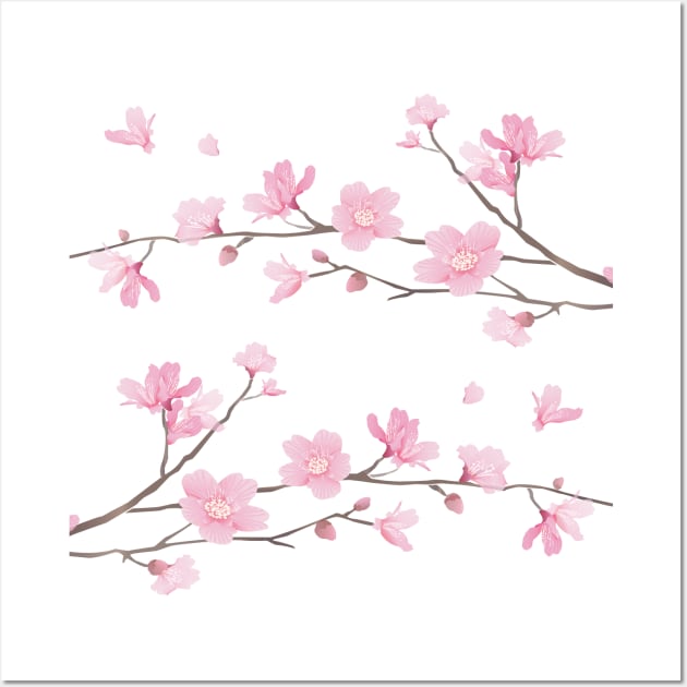 Cherry Blossom Branches – Transparent Background Wall Art by DesignEnrich